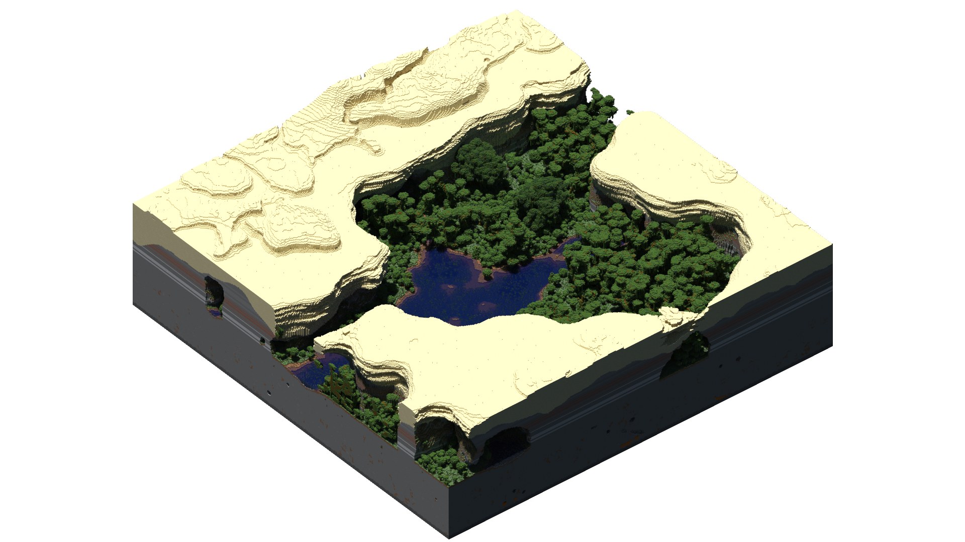isometric cut section of an oasis