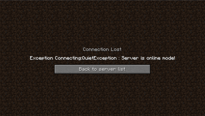BungeeCord Exception Connecting:QuietException : Server is online mode!